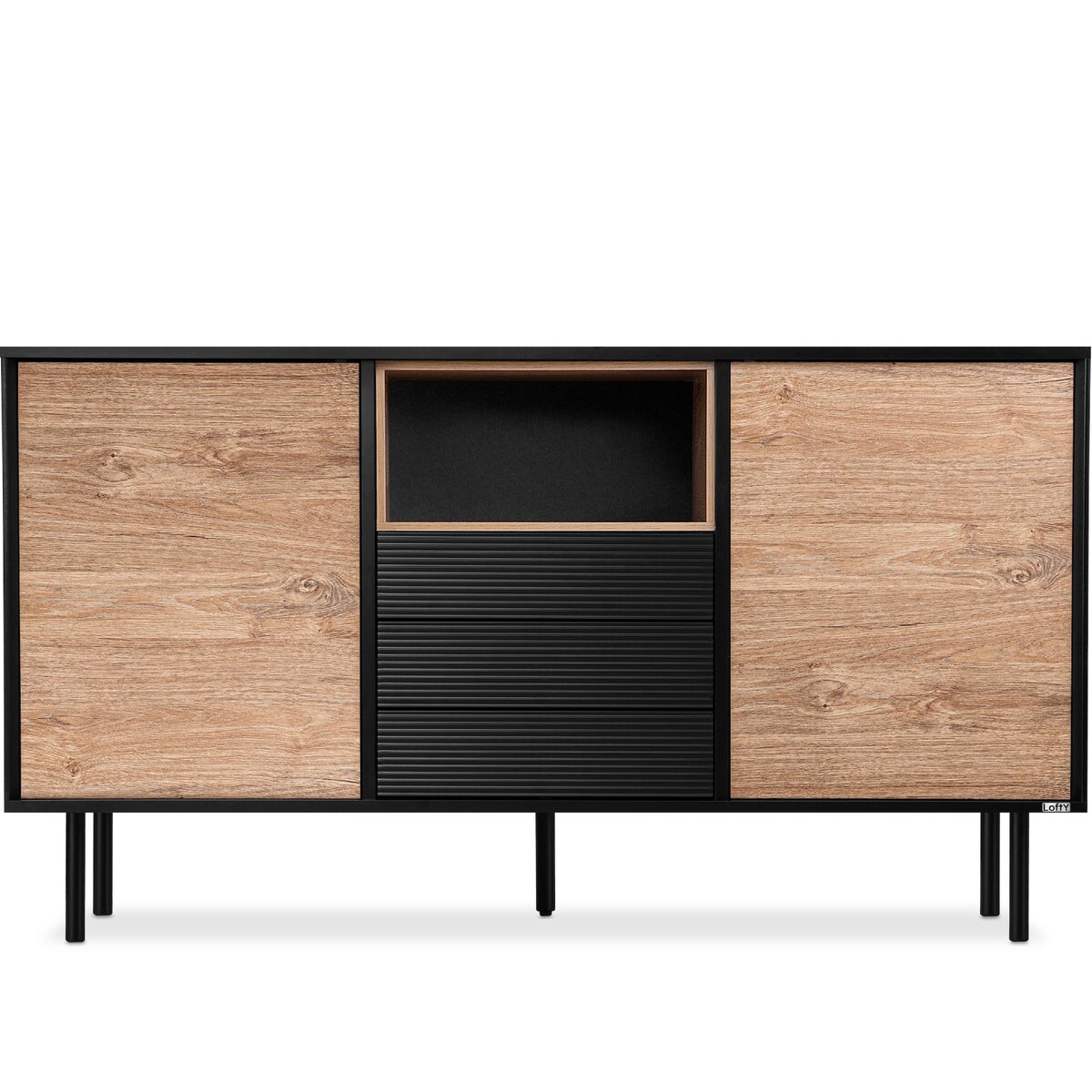 KONSIMO LOFTY Komoda w stylu loft z szufladami i szafkami na wysokich nóżkach