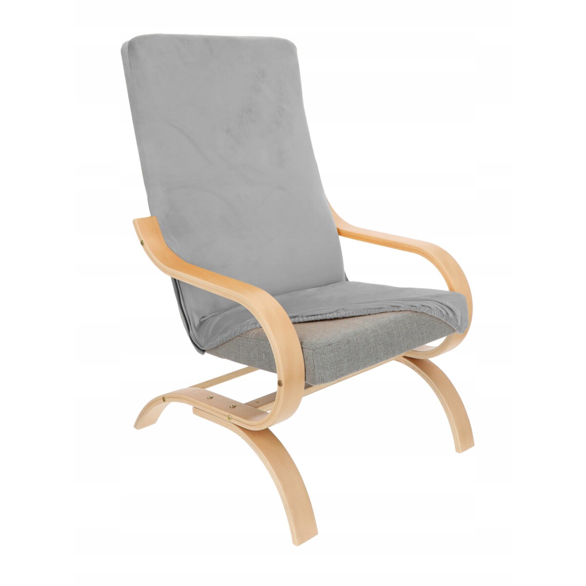 POKROWIEC NA FOTEL FINKA JASNY SZARY WELUR ELASTYCZNY [21FY]