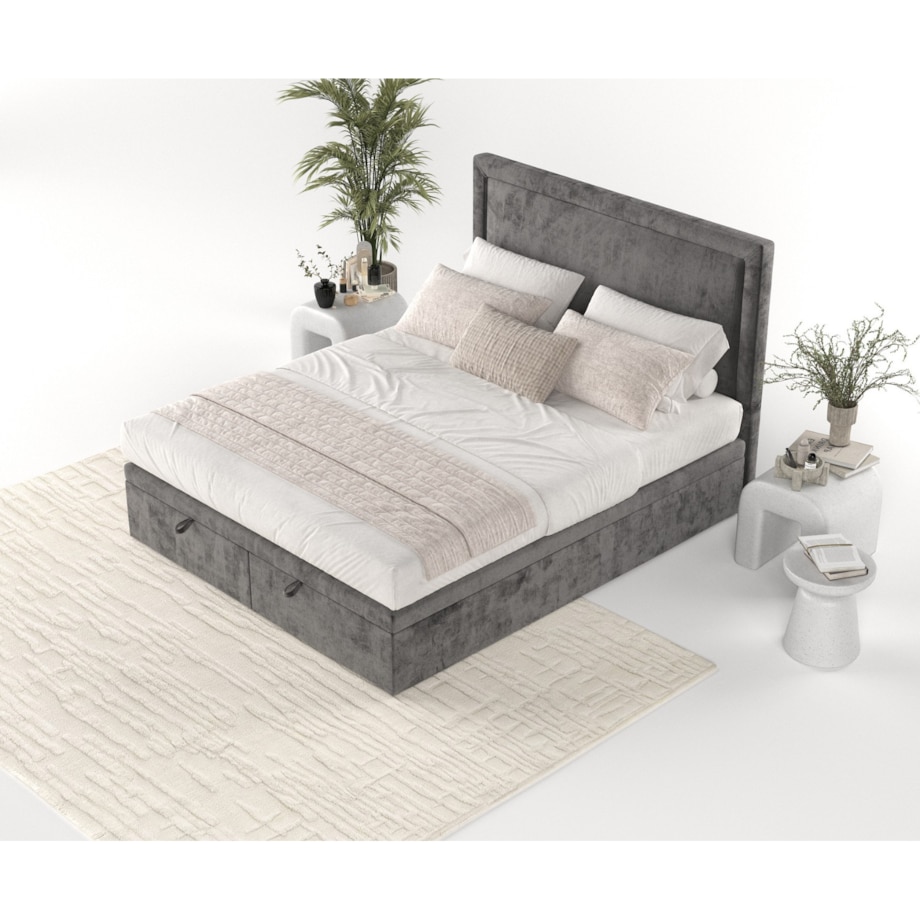 Łóżko tapicerowane SALMA 140x200 z pojemnikiem, Stalowy, tkanina Lotta 16