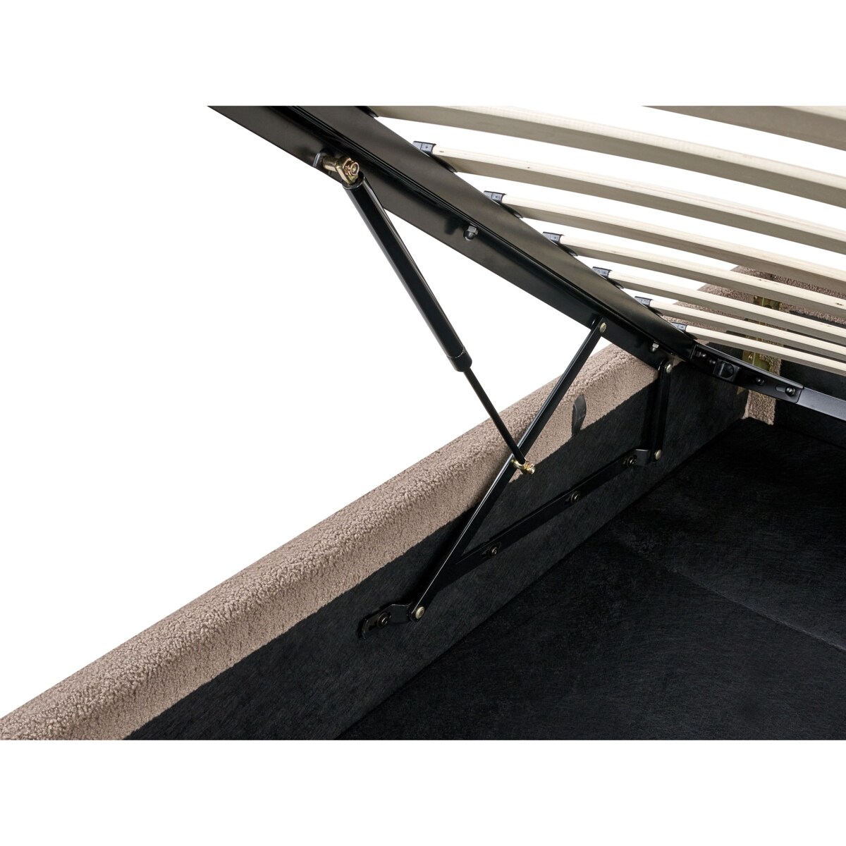 Łóżko z pojemnikiem bez zagłówka Boucle DINAN 140 x 200 cm Beżowoszary