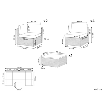 Zestaw ogrodowy z technorattanu 6-osobowy brązowy BELVEDERE