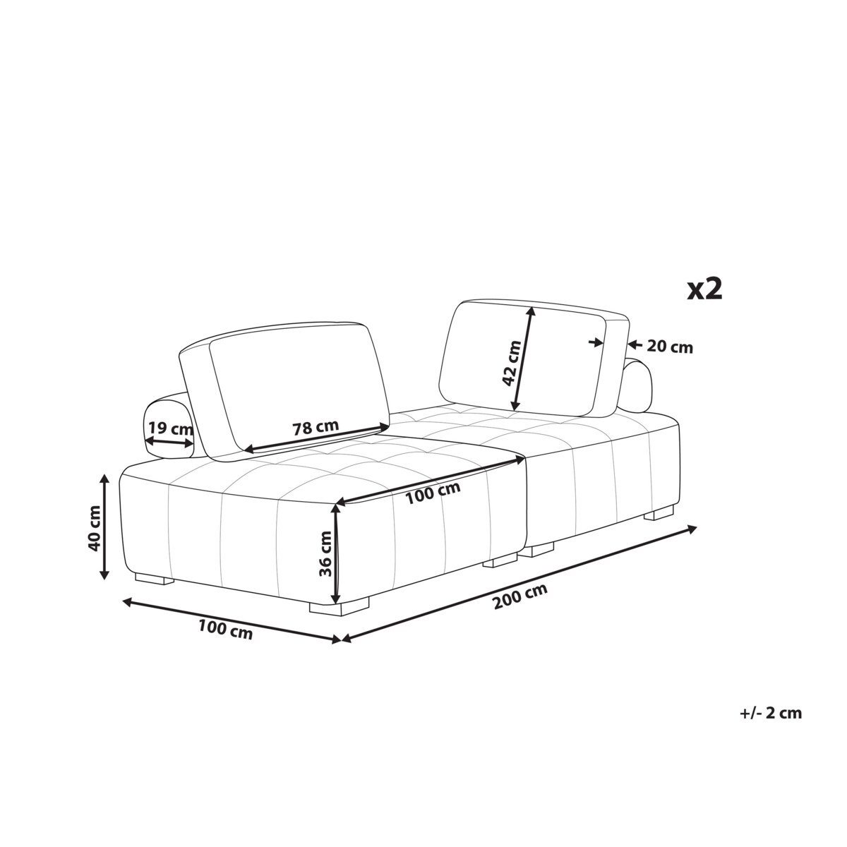 Modułowy komplet wypoczynkowy 4-osobowy szary TIBRO