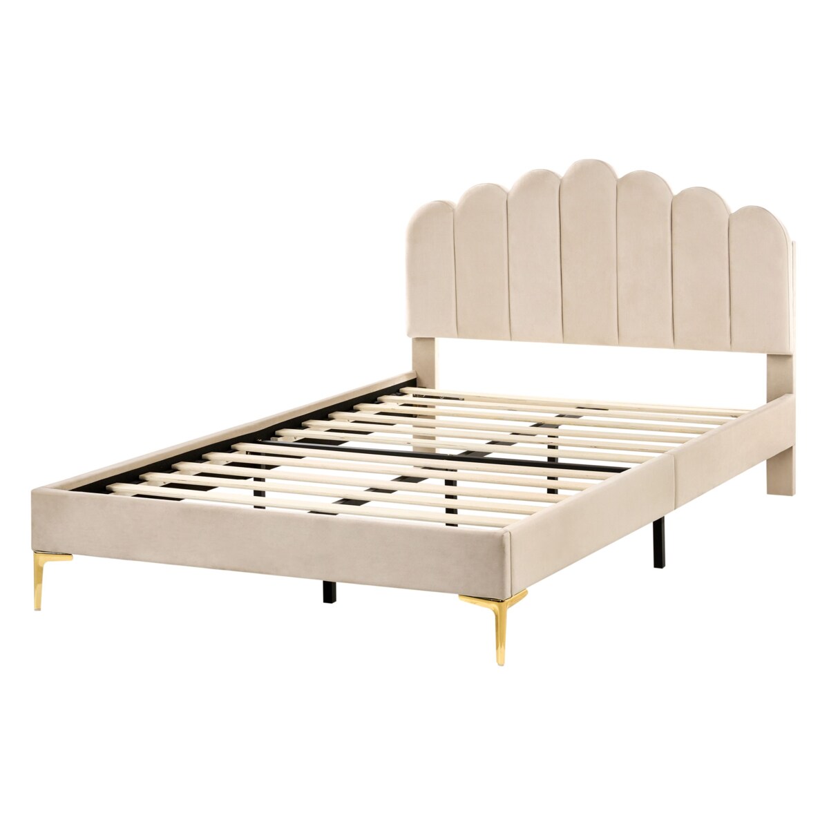 Łóżko Welur SAUVIAN 120 x 200 cm Beżowy