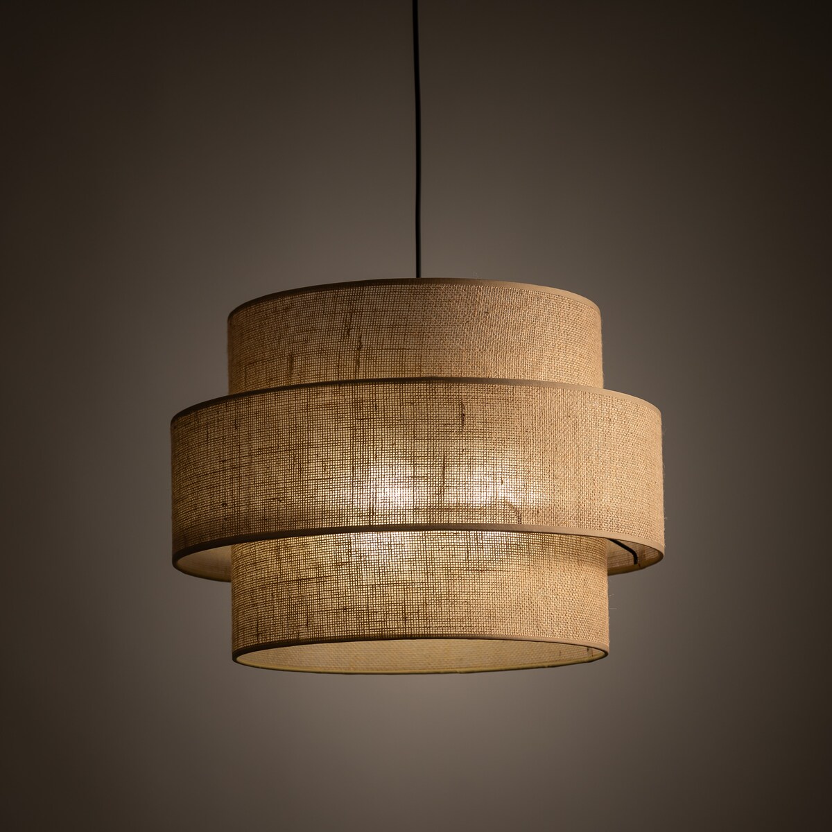 Lampa wisząca TK Lighting CALISTO JUTA 5402, 3xE27, klosz juta 50 cm, regulowana wysokość, czarno-beżowa