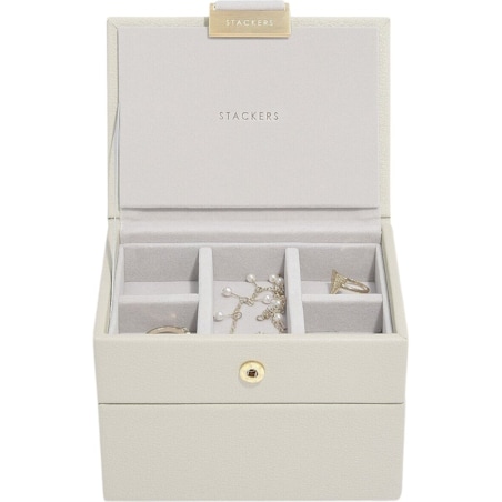 Szkatułka na biżuterię Stackers podwójna micro jasnobeżowa
