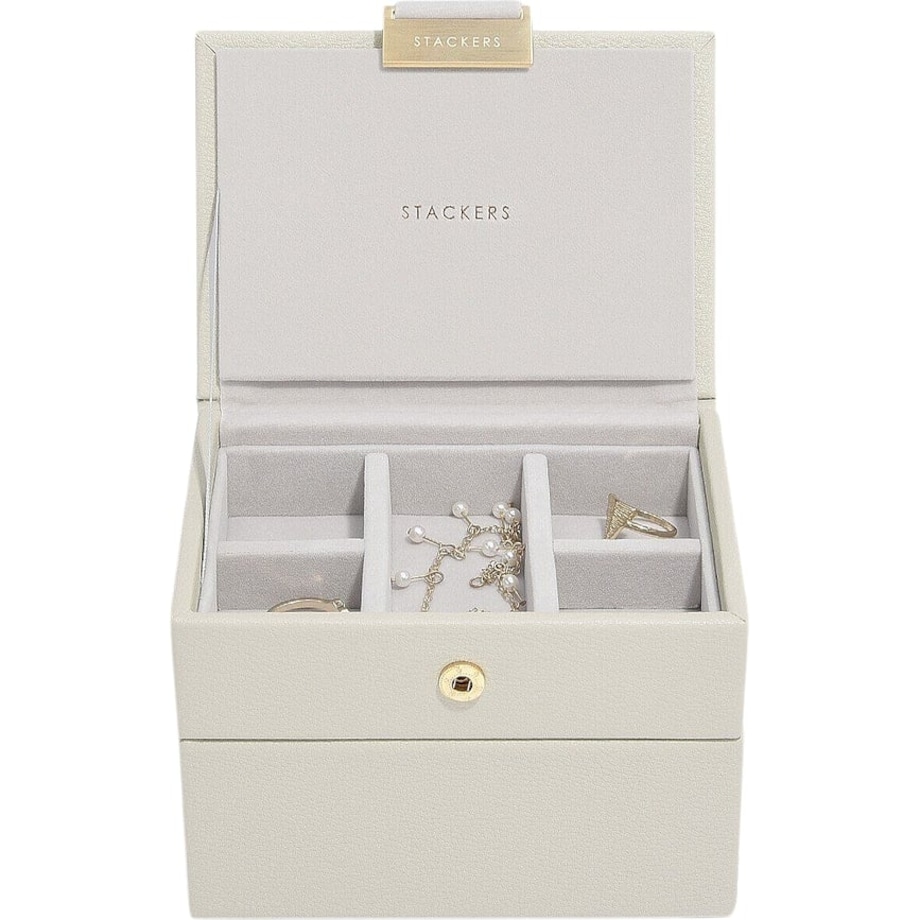 Szkatułka na biżuterię Stackers podwójna micro jasnobeżowa