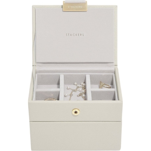 Szkatułka na biżuterię Stackers podwójna micro jasnobeżowa