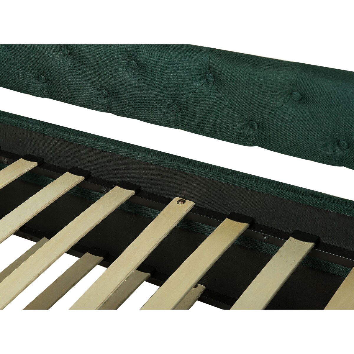 Łóżko wysuwane tapicerowane 80 x 200 cm zielone LIBOURNE