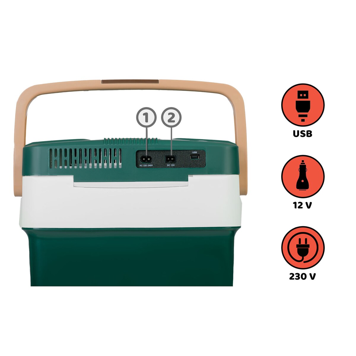 Lodówka turystyczna samochodowa Berdsen Icemax 29L zielona 12V/230V USB funkcja grzania