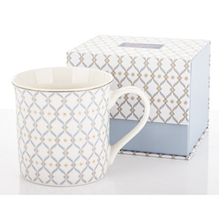 Kubek porcelanowy w pudełku 12,5x9x9 cm MAGLIA 380 ml biały z błękitnym wzorem