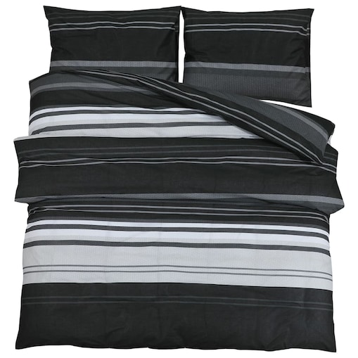 vidaXL Zestaw pościeli, czarno-biały, 140x200 cm, bawełna