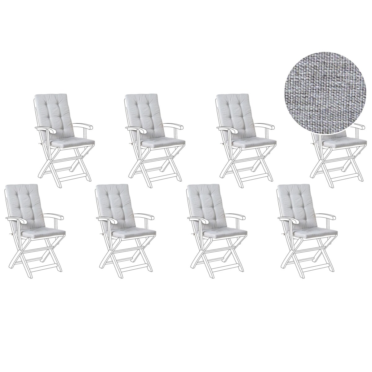 Zestaw 8 poduszek siedziskowych/oparciowych MAUI PREMIUM Szary