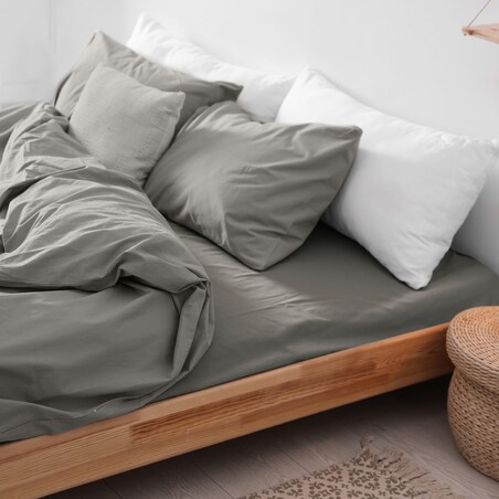 Prześcieradło flanela bez gumki 180x210 kolor szary