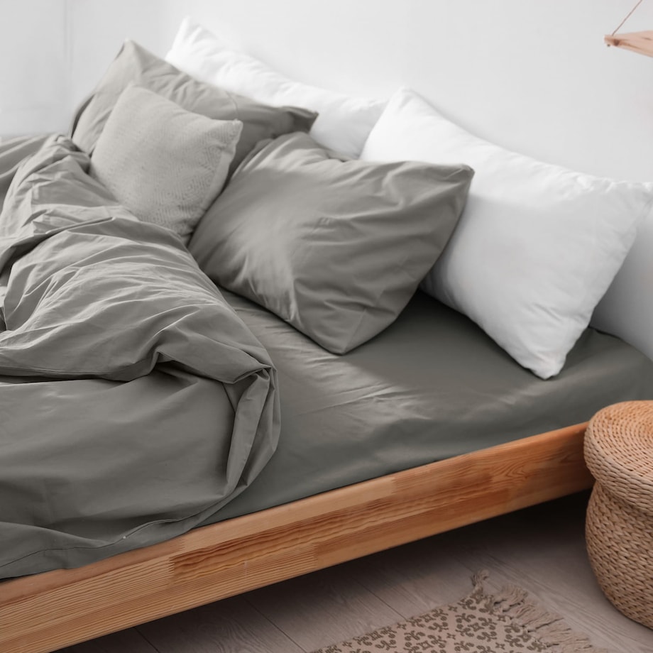 Prześcieradło flanela bez gumki 180x210 kolor szary