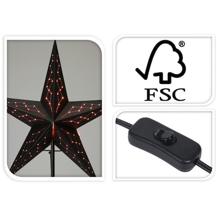 Lampka świąteczna papierowa gwiazdka LED 45x36 cm STELLA czarna