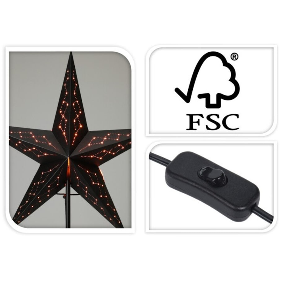 Lampka świąteczna papierowa gwiazdka LED 45x36 cm STELLA czarna