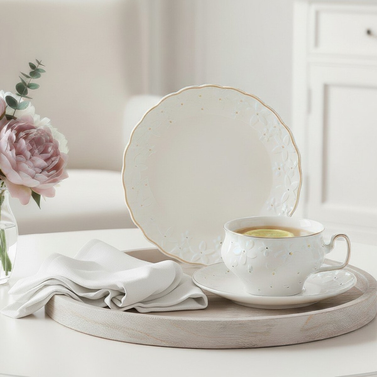 VILLA ITALIA Serwis do herbaty na 6 osób porcelanowy FIORELLA