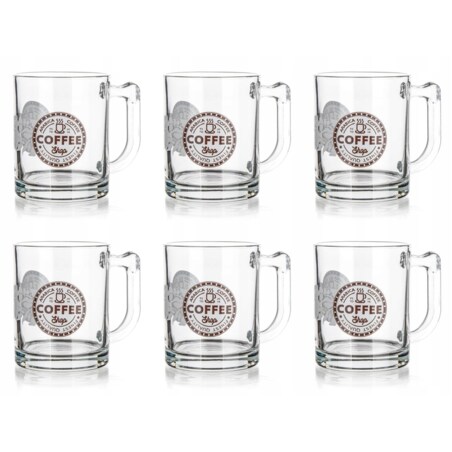 KUBEK SZKLANY 6szt 345 ml na kawę herbatę napoje prezenty zioła szklanka