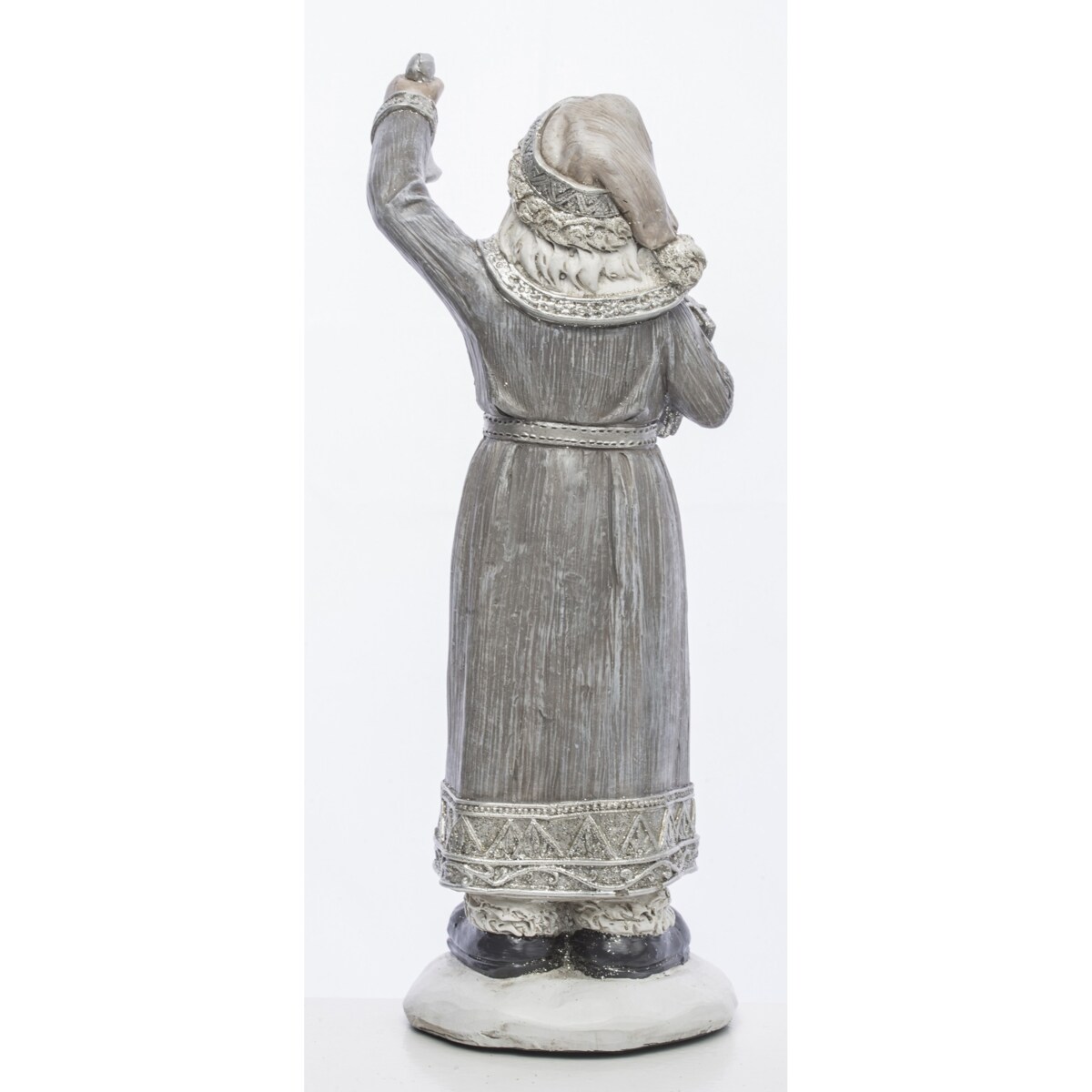 Mikołaj w długim płaszczu ze srebrnym dzwonkiem 24x9x7,5 cm