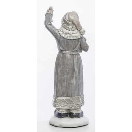 Mikołaj w długim płaszczu ze srebrnym dzwonkiem 24x9x7,5 cm