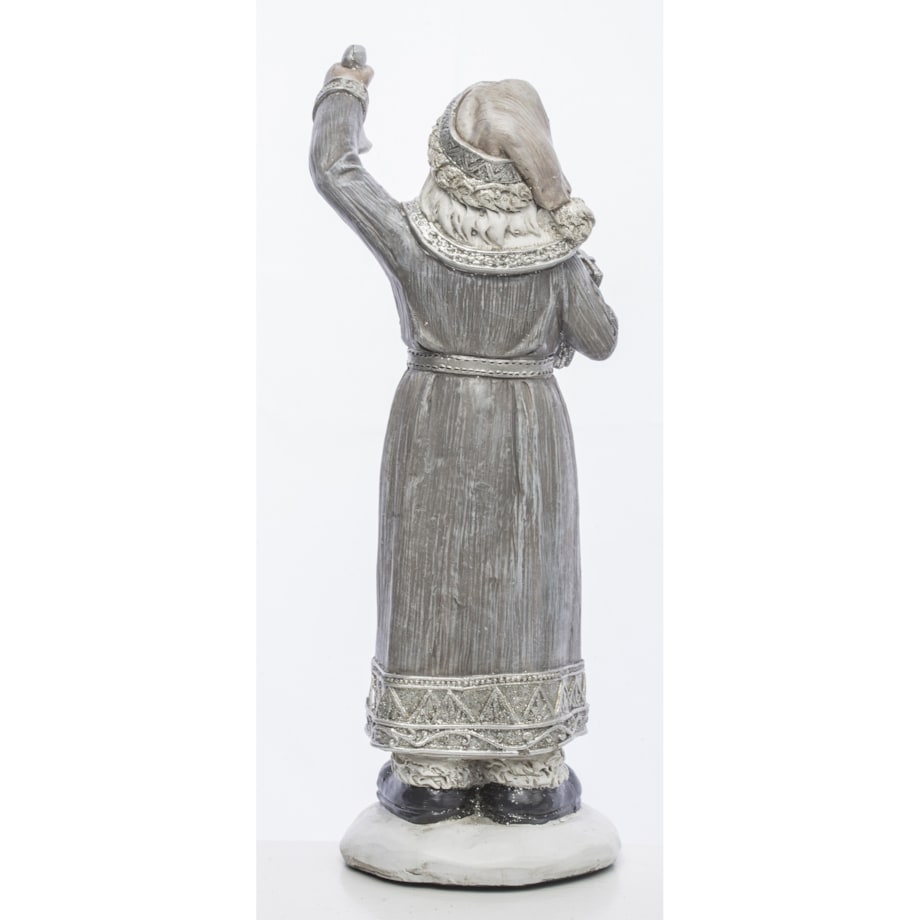 Mikołaj w długim płaszczu ze srebrnym dzwonkiem 24x9x7,5 cm