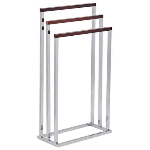 Stojak na ręczniki 45 x 84 cm srebrny z ciemnym drewnem CHARRAS