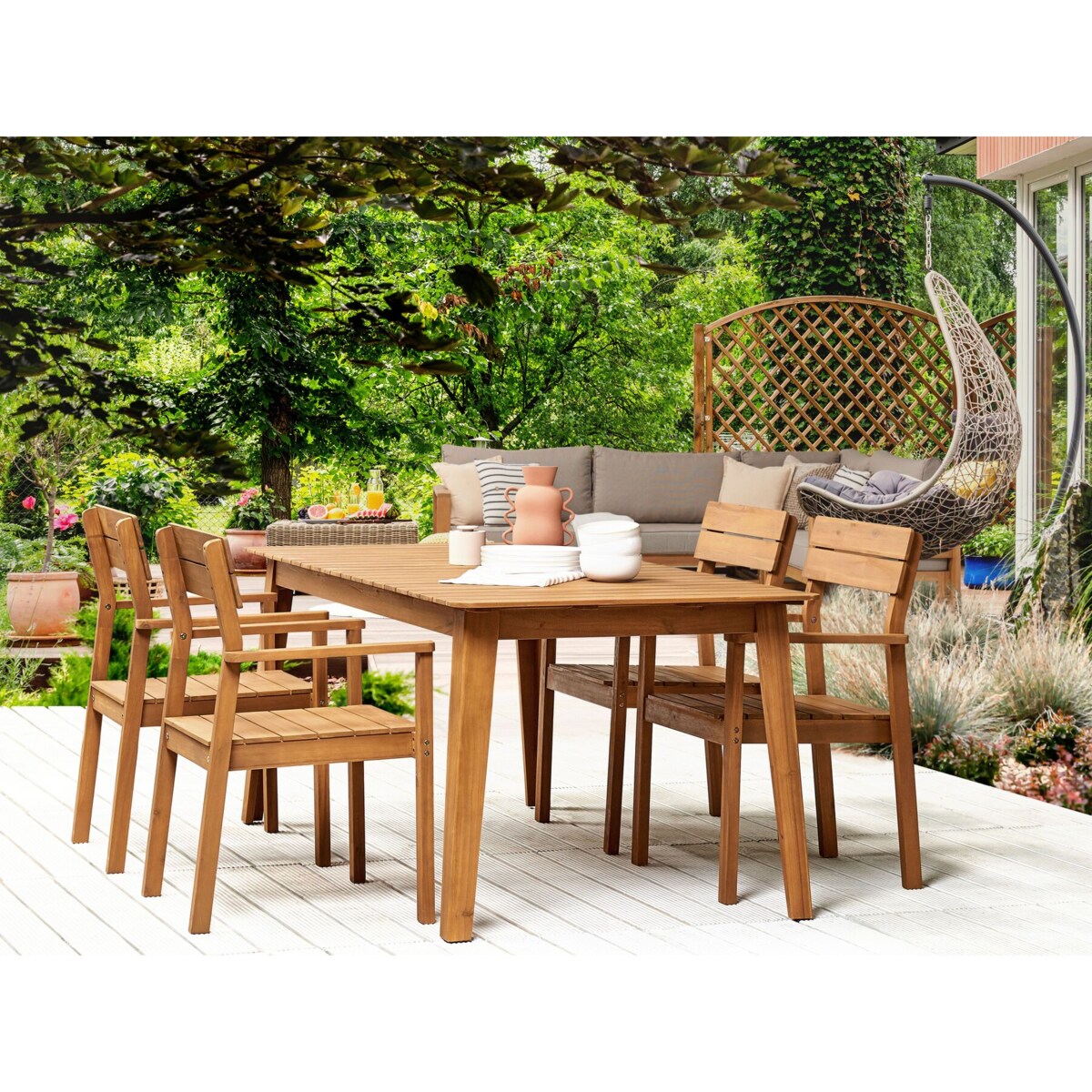 Zestaw ogrodowy drewno akacjowe stół i 4 krzesła FORNELLI