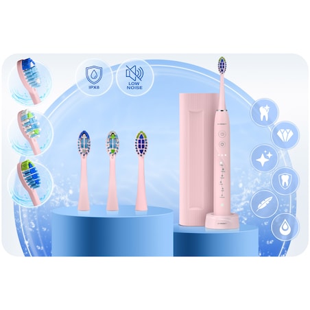 Szczoteczka soniczna do zębów Berdsen Galaxy różowa + etui 322002