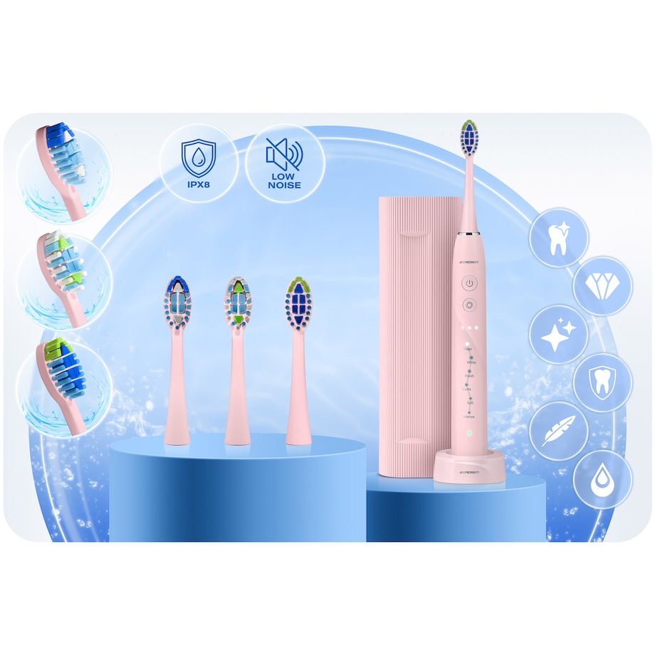 Szczoteczka soniczna do zębów Berdsen Galaxy różowa + etui 322002