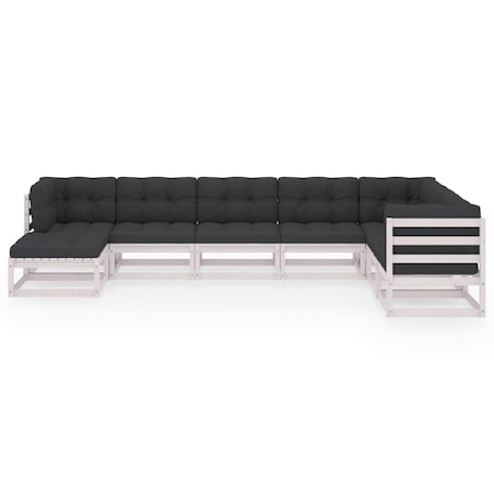 vidaXL 8-cz. zestaw mebli ogrodowych z poduszkami, lite drewno sosnowe