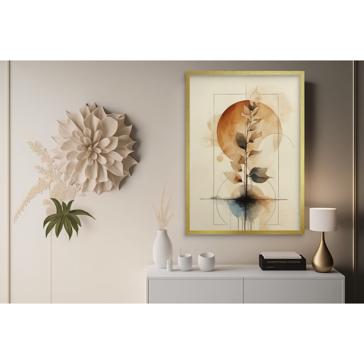 Plakaty na ścianę Beżowe Obrazy w ramie do sypialni salonu 50x70