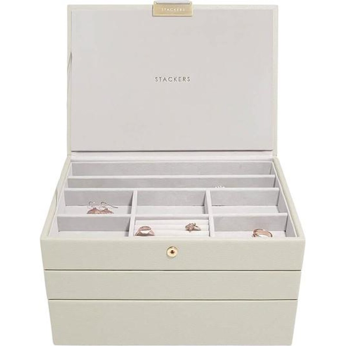 Szkatułka na biżuterię Stackers potrójna classic jasnobeżowa