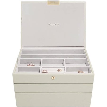 Szkatułka na biżuterię Stackers potrójna classic jasnobeżowa