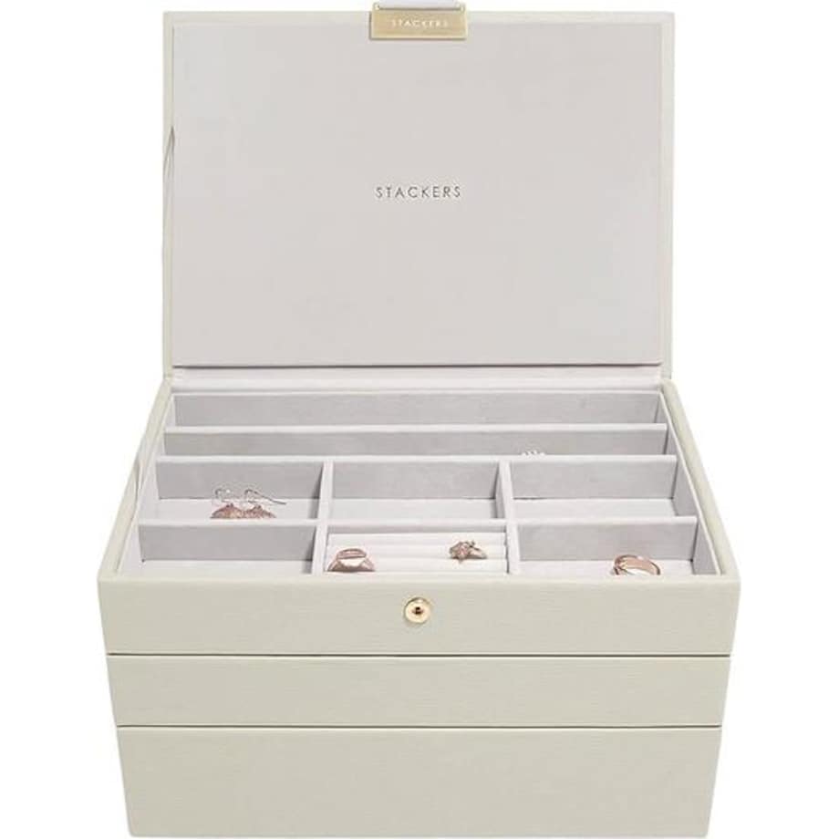 Szkatułka na biżuterię Stackers potrójna classic jasnobeżowa