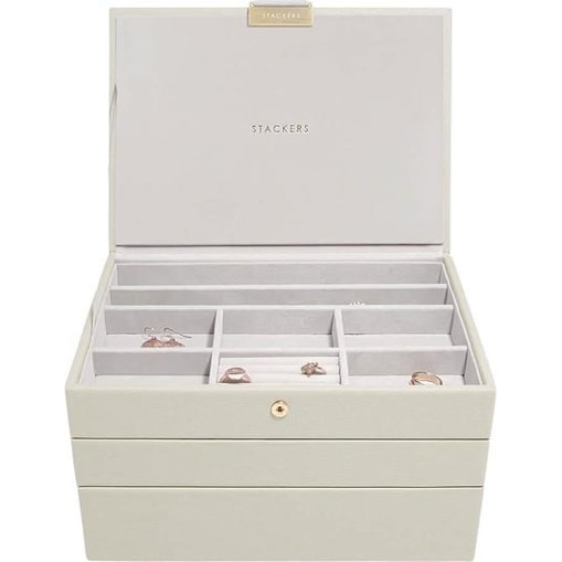 Szkatułka na biżuterię Stackers potrójna classic jasnobeżowa