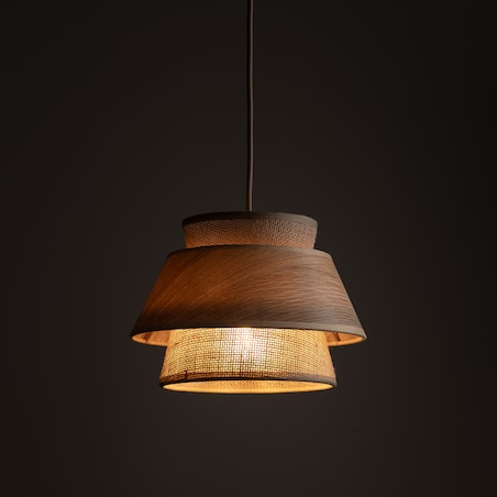 Lampa Wisząca Tk Lighting Kalum Len Fornir 1Xe27 Skandynawski, Boho, Japandi