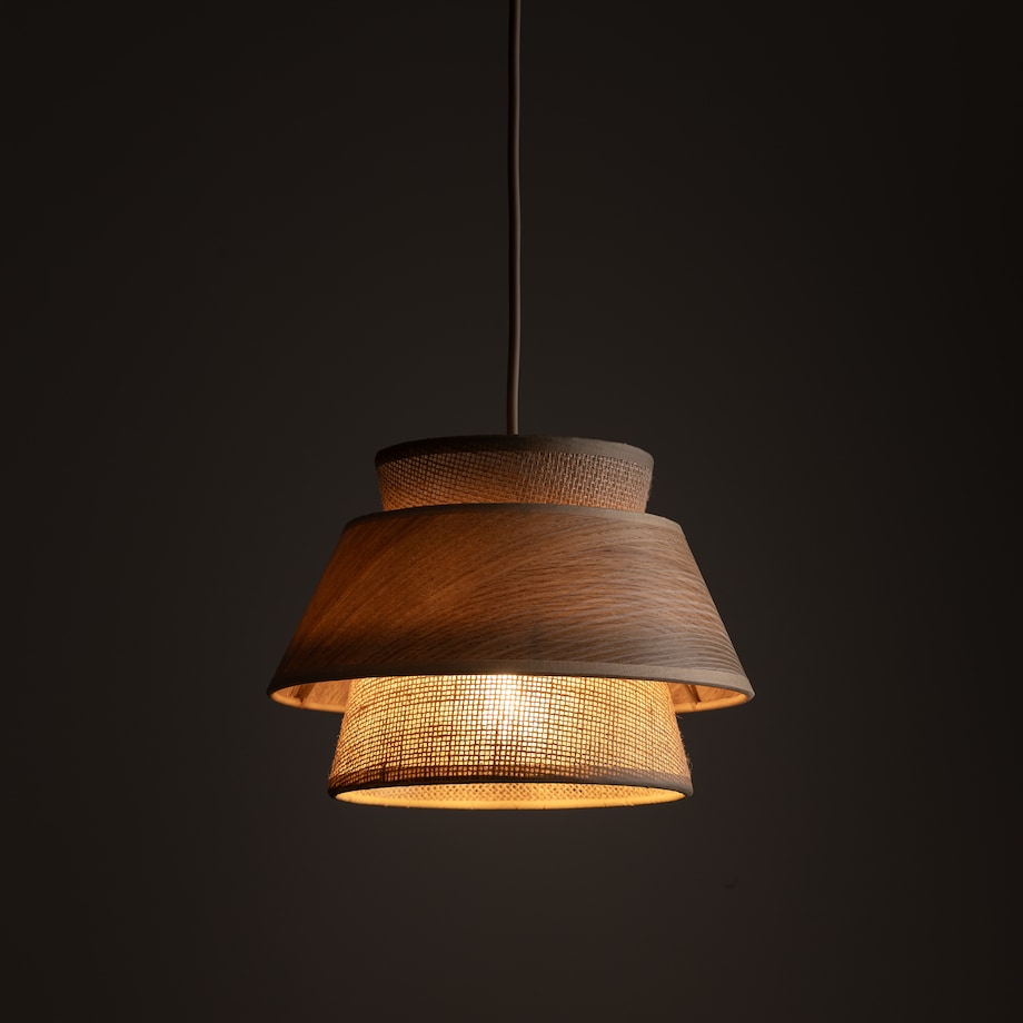 Lampa Wisząca Tk Lighting Kalum Len Fornir 1Xe27 Skandynawski, Boho, Japandi