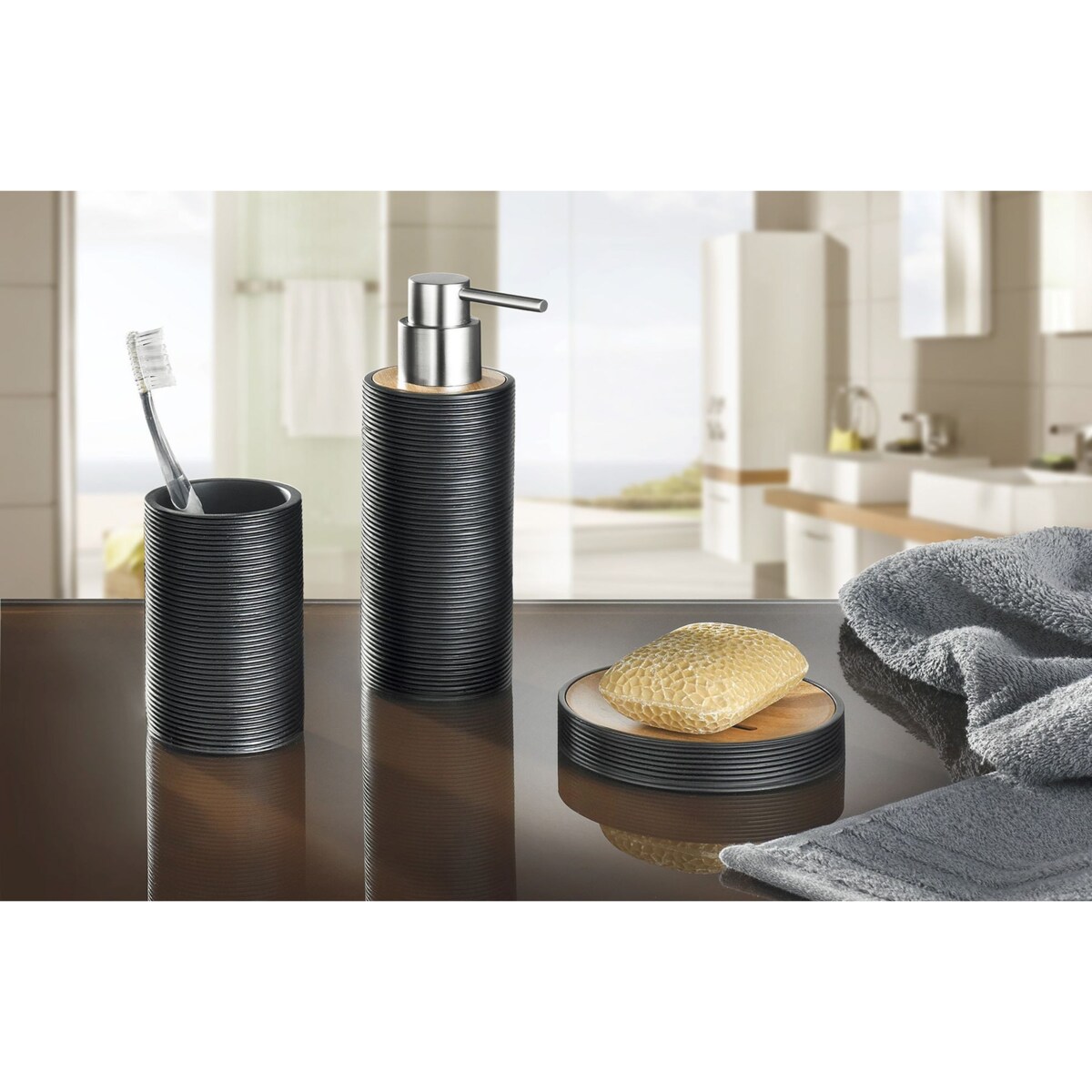 Kleine Wolke Kyoto Szczotka WC ze stojakiem czarny