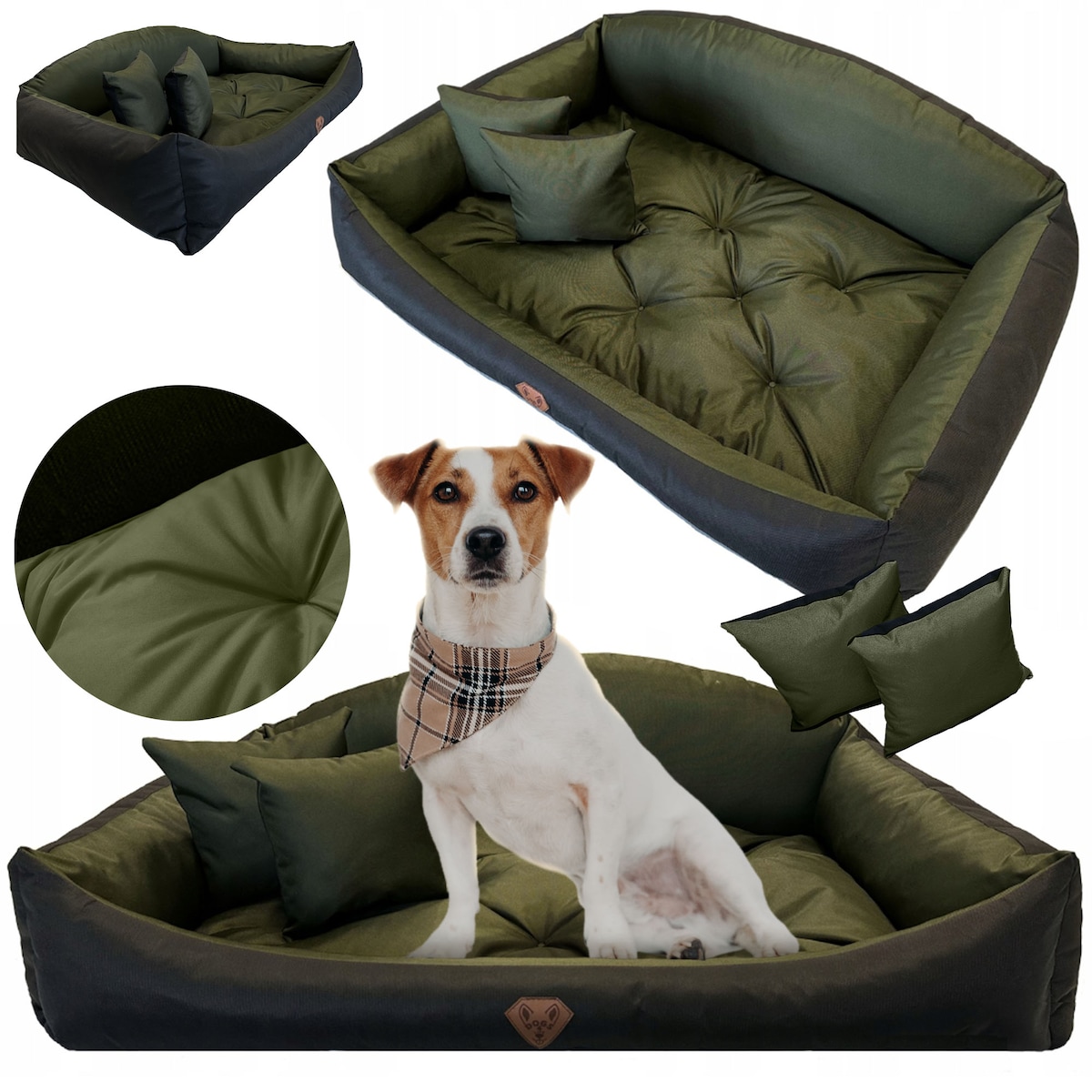 Legowisko Dla Psa Kanapa Posłanie Muszla 130X105 Cm Wodoodporne Poduszki Pikowane Zielone