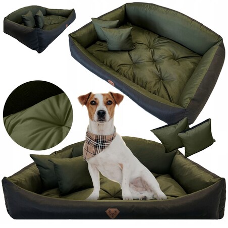 Legowisko Dla Psa Kanapa Posłanie Muszla 130X105 Cm Wodoodporne Poduszki Pikowane Zielone