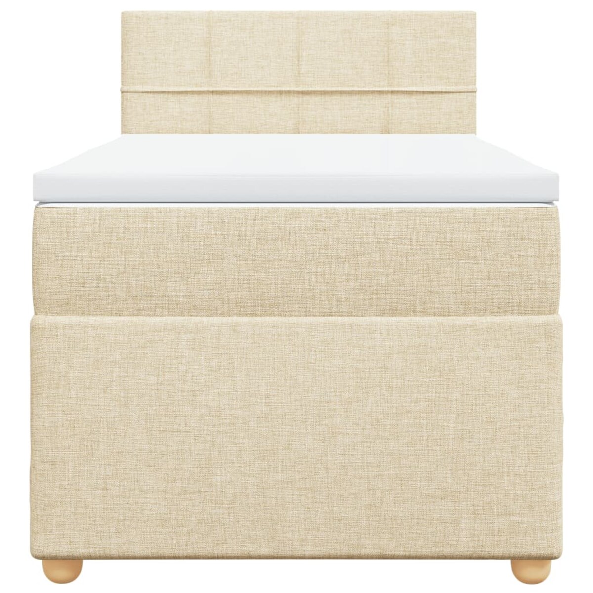 vidaXL Łóżko kontynentalne z materacem, kremowe, tkanina, 90x200 cm