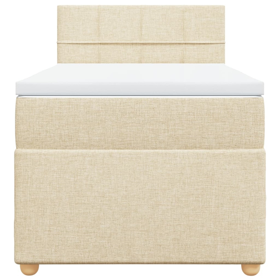 vidaXL Łóżko kontynentalne z materacem, kremowe, tkanina, 90x200 cm