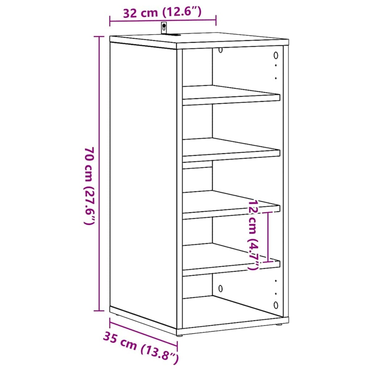 vidaXL Szafka na buty z półką 2 pcs Czarny dąb 32 x 35 x 70 cm