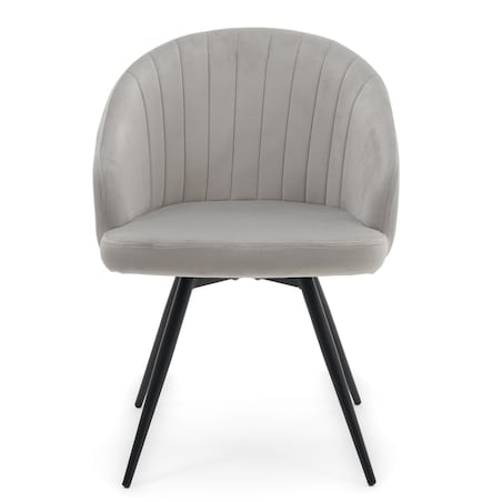 Krzesło tapicerowane obrotowe welurowe do salonu MODENA jasnoszare