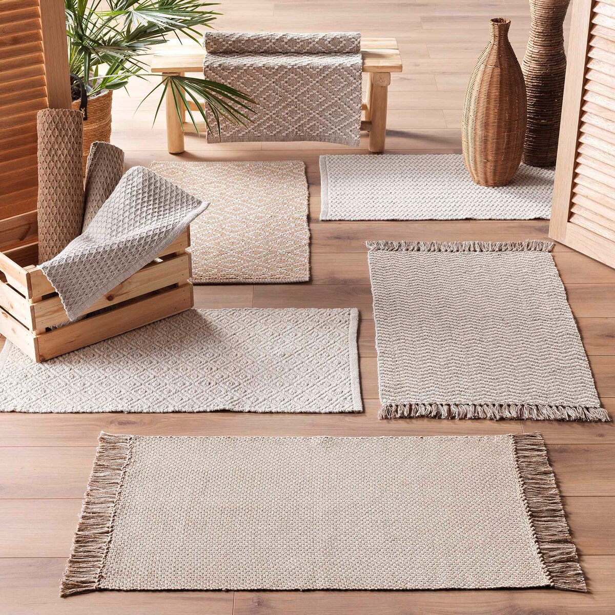 Pleciony dywanik z frędzlami ALESSIA, 50 x 80 cm