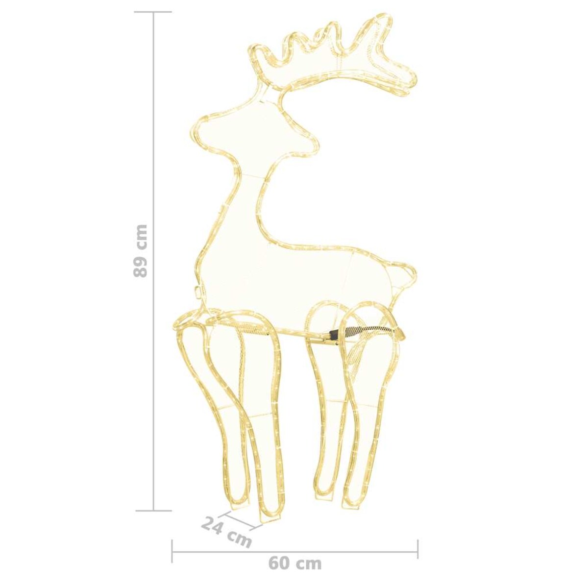 vidaXL Świąteczna dekoracja, renifer z siatki, 306 LED, 60x24x89 cm