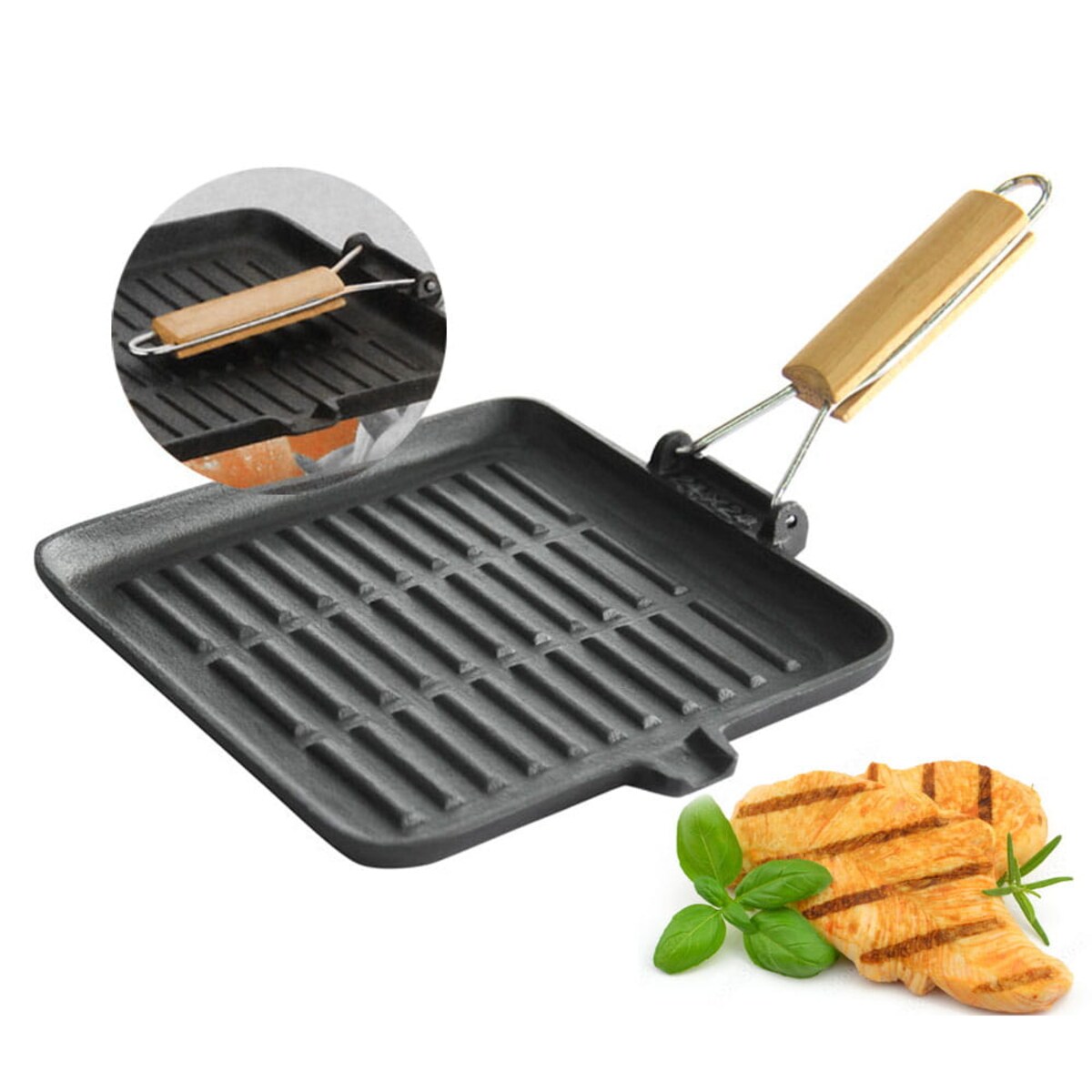 Patelnia grillowa żeliwna kwadratowa 24cm KINGHOFF