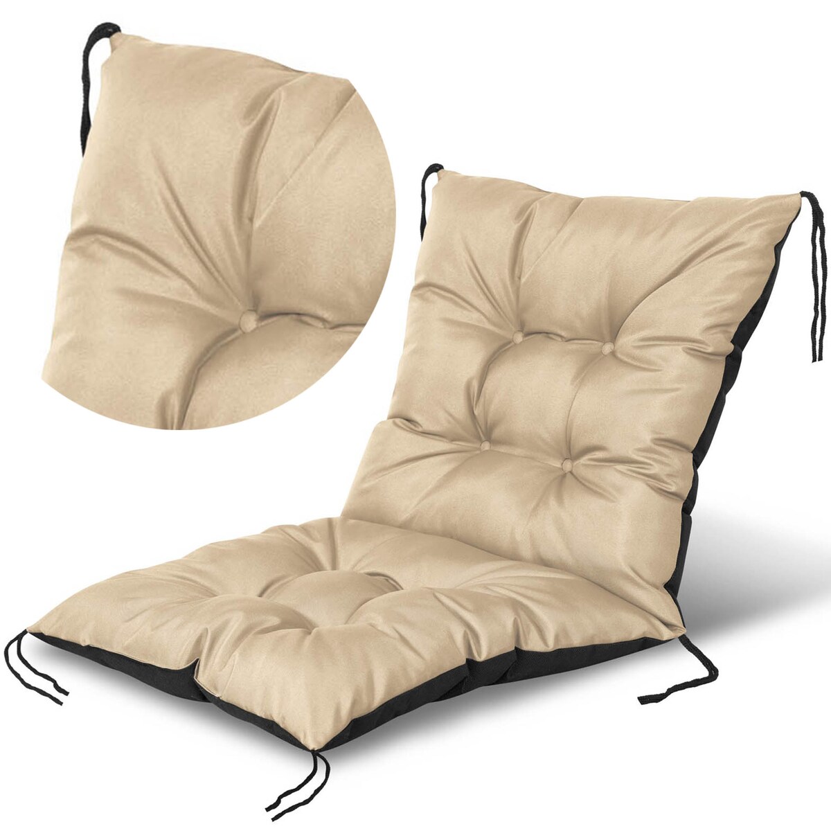 Poduszka Ogrodowa Na Krzesło Fotel 50X50X50 Cm Wodoodporna Pikowana Wiązana