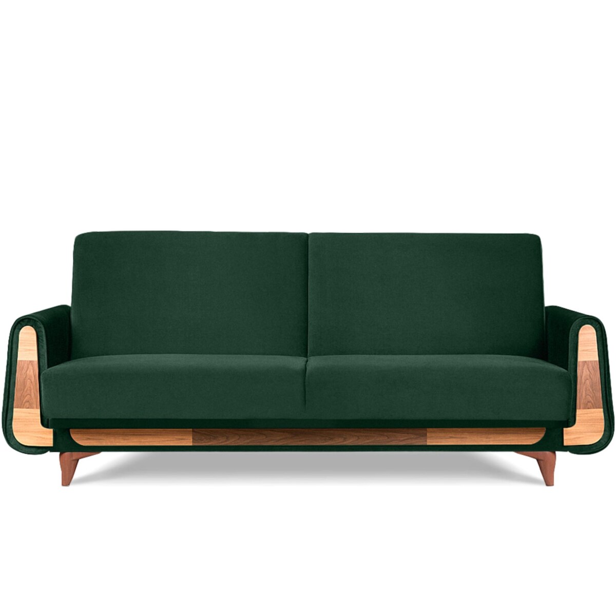 KONSIMO GUSTAVO Zielona aksamitna rozkładana sofa