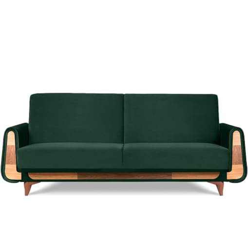 KONSIMO GUSTAVO Zielona aksamitna rozkładana sofa